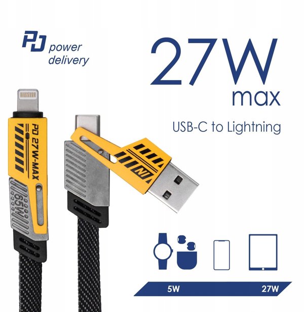 Καλώδιο USB A + USB τύπου C / USB τύπου C + Lightning 1μ AK-USB-57 65W