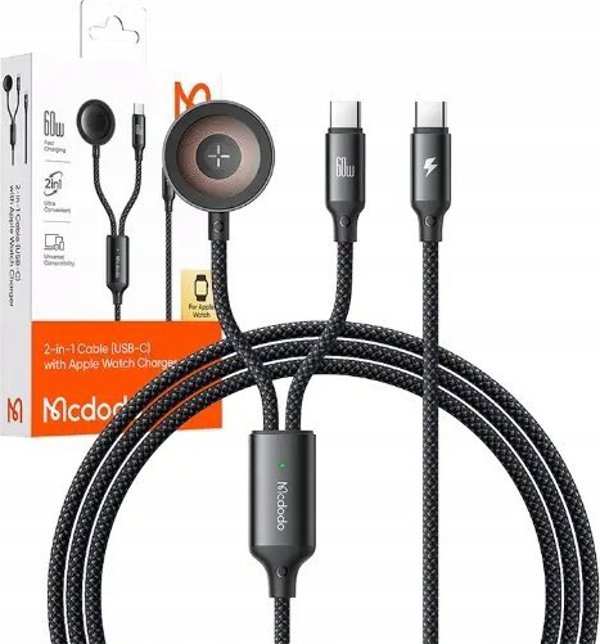 Καλώδιο USB Mcdodo Καλώδιο 2 σε 1 Mcdodo CA-2200 USB-C + φορτιστής Apple Watch, 60W, 1.2m