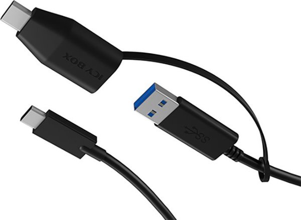 Καλώδιο USB Icy Box USB-C - USB-C + USB-A 0.35 m Μαύρο (IB-CB033)