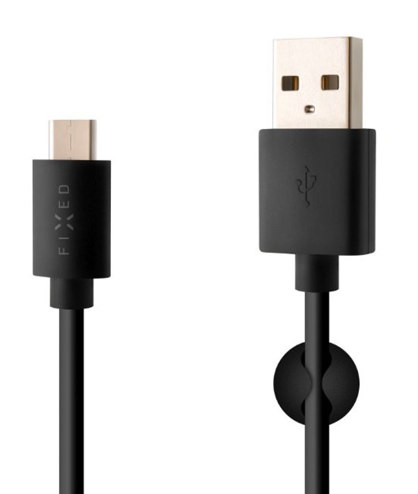 Καλώδιο USB Fixed USB-A σε USB-C 1m, Ταχείας Φόρτισης 3A, Μαύρο