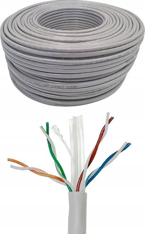Καλώδιο δικτύου LAN Netrack cat 6 UTP, γκρι, 305m, CCA