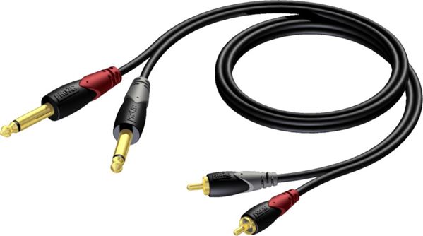 Procab CLA631 Καλώδιο Ήχου 2x Jack 6.3mm σε 2x RCA 1.5m Μαύρο