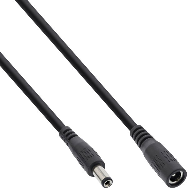 InLine Καλώδιο Επέκτασης DC 5.5x2.1mm, Αρσενικό/Θηλυκό, 12V, 5m, Μαύρο
