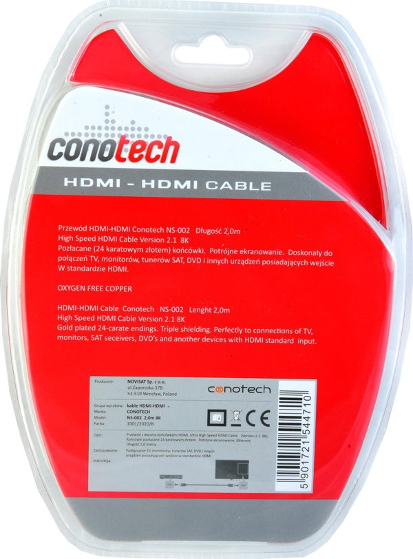Καλώδιο Conotech HDMI - HDMI 2m μαύρο (26294)
