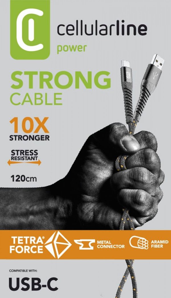 Καλώδιο USB Cellular Line USB-A - USB-C 1.2 m Μαύρο (TETRACABTYC1MK)