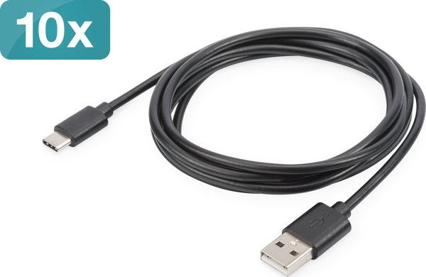 Καλώδιο USB Digitus USB-A - USB-C 1.8 m Μαύρο (AK-990960-018-S)