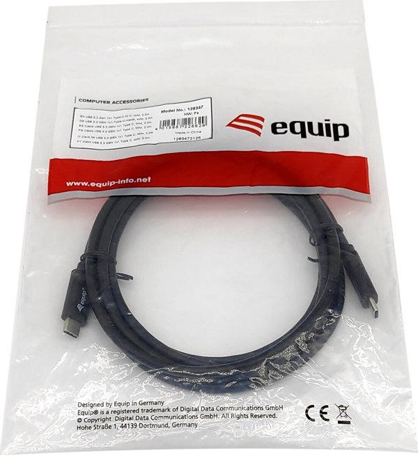 Καλώδιο USB Equip USB-C - USB-C 1 m Μαύρο (128346)