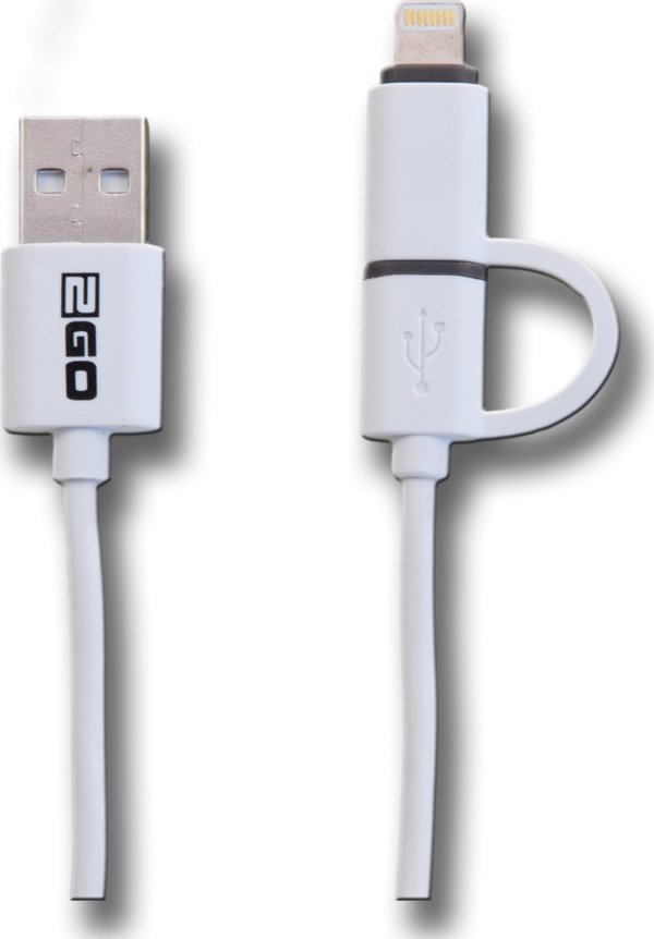 Καλώδιο USB 2GO USB-A - microUSB + Lightning 1 m Λευκό (795637)