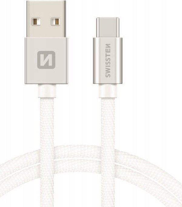 Καλώδιο USB Swissten USB-A - USB-C 1.2 m Λευκό (SW-QU-TYPC-3.1-1.2m-SI)