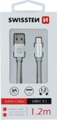 Καλώδιο USB Swissten USB-A - USB-C 1.2 m Λευκό (SW-QU-TYPC-3.1-1.2m-SI)