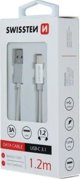 Καλώδιο USB Swissten USB-A - USB-C 1.2 m Λευκό (SW-QU-TYPC-3.1-1.2m-SI)