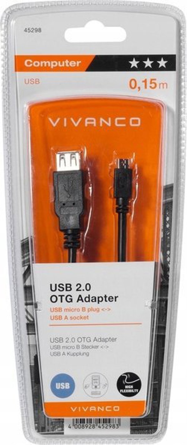 Καλώδιο USB Vivanco Vivanco καλώδιο microUSB - USB OTG 0.15m (45298)