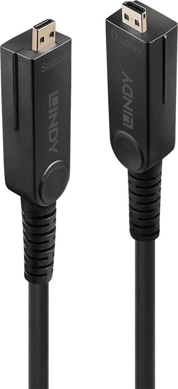 Lindy Υβριδικό Καλώδιο Οπτικής Ίνας HDMI 2.0 / DVI-D, 18G, Αποσπώμενα Βύσματα, 10m, Μαύρο