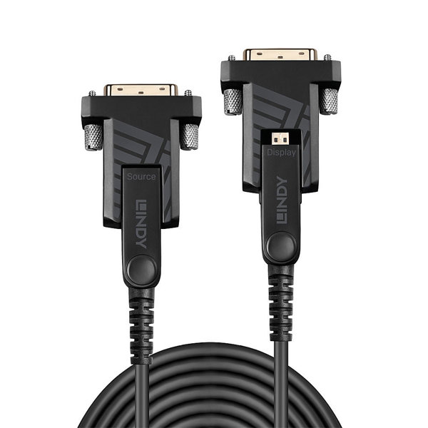 Lindy Υβριδικό Καλώδιο Οπτικής Ίνας HDMI 2.0 / DVI-D, 18G, Αποσπώμενα Βύσματα, 10m, Μαύρο