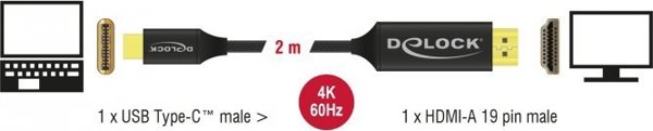 Καλώδιο USB Delock USB-C - HDMI 2 m Μαύρο (84905)