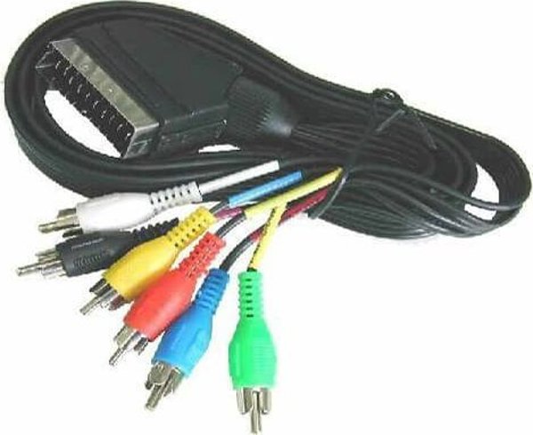 Kabel Blow Scart - RCA (Cinch) x6 1.5m czarny (1674#)