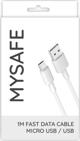 Καλώδιο Mysafe USB-A σε microUSB 2.4A, Γρήγορη Φόρτιση & Μεταφορά Δεδομένων, 1m, Λευκό