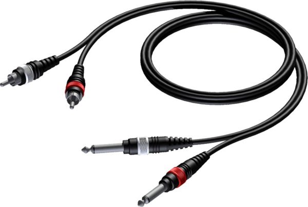 Καλώδιο Procab Jack 6.3 mm x2 - RCA (Cinch) x2 1.5m μαύρο (CAB631/1.5)