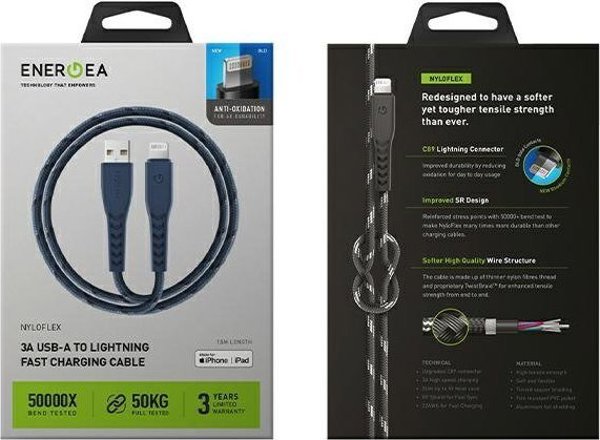 Καλώδιο USB Energea USB-A - Lightning 1.5 m Μπλε (CBL-NF-BLU150)