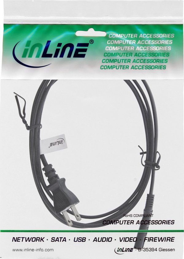 Καλώδιο τροφοδοσίας InLine InLine® Japan σε Euro8 IEC-C7, μαύρο, 1.8m
