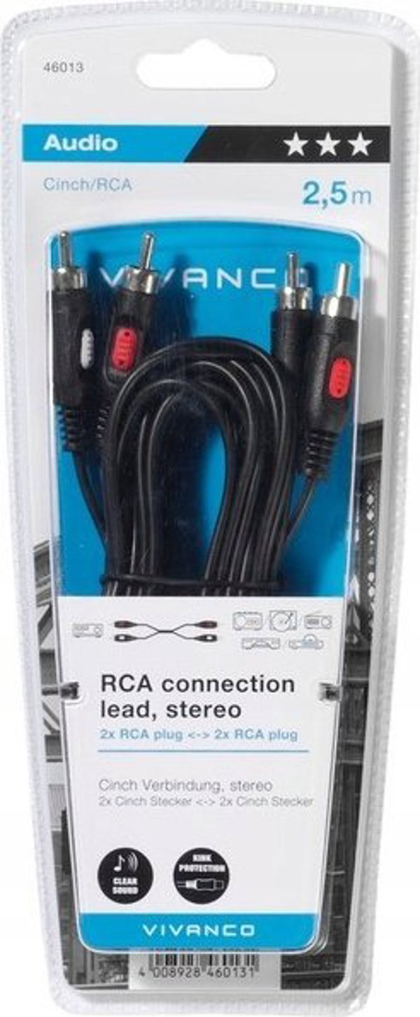Καλώδιο Vivanco Vivanco καλώδιο 2xRCA - 2xRCA 2.5m (46013)