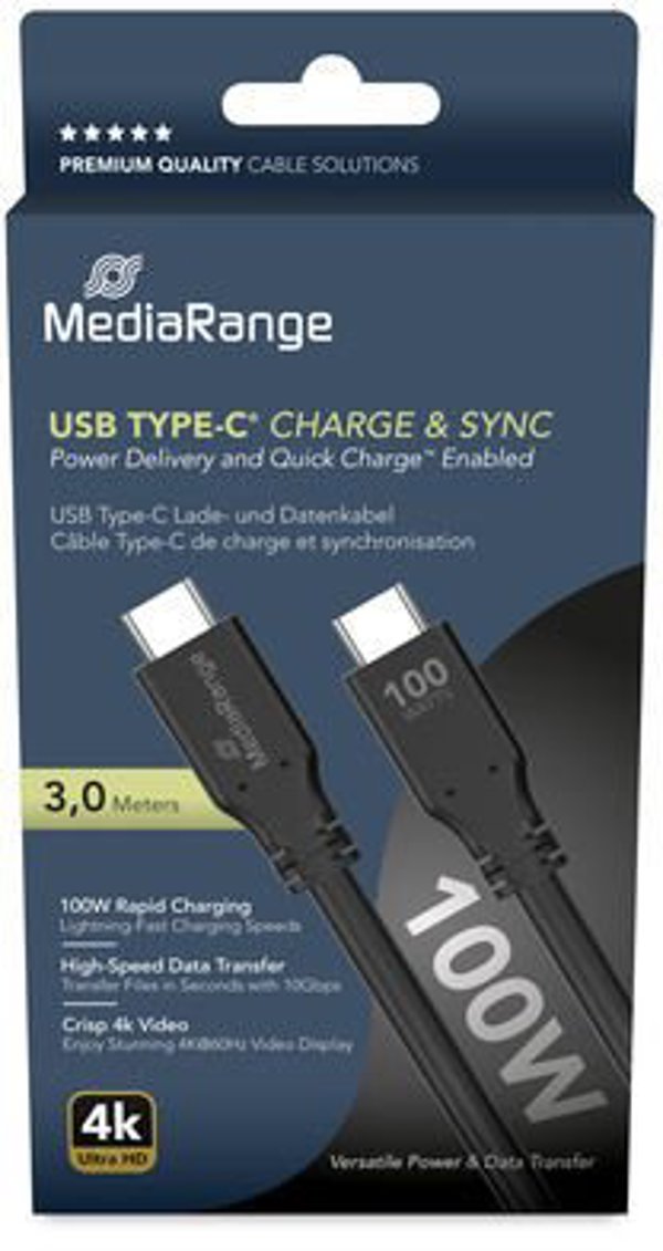 MediaRange USB Type-C 100W max 3m (MRCS218)