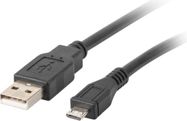 Καλώδιο USB Lanberg USB-A - microUSB 0.3 m Μαύρο (CA-USBM-10CC-0003-BK)