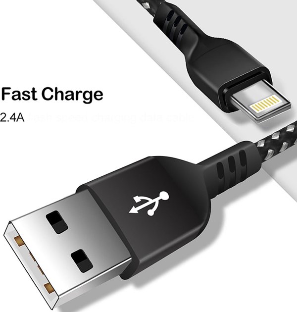 Kabel USB Maclean USB-A - Lightning 2 m Czarny (MCE481)