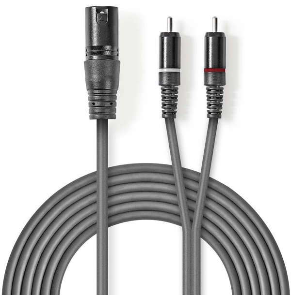 Nedis Καλώδιο Ήχου XLR Male σε 2x RCA Male 3m, COTH15200GY30