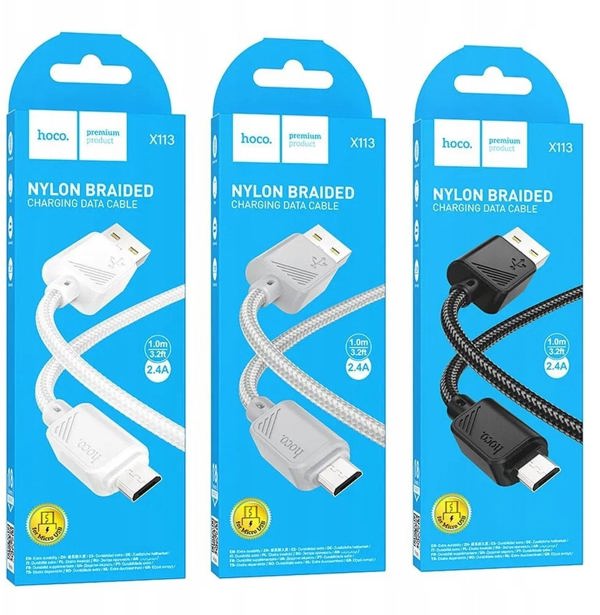 Kabel USB Hoco USB-A - microUSB 1 m Szary