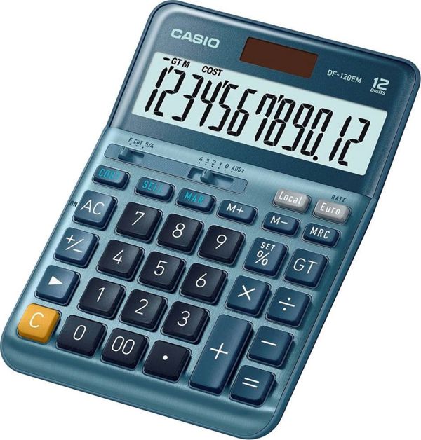 Αριθμομηχανή CASIO DF-120EM Επιτραπέζια, 12 Ψηφίων με Υπολογισμό Κόστους, Κέρδους & Διπλή Τροφοδοσία