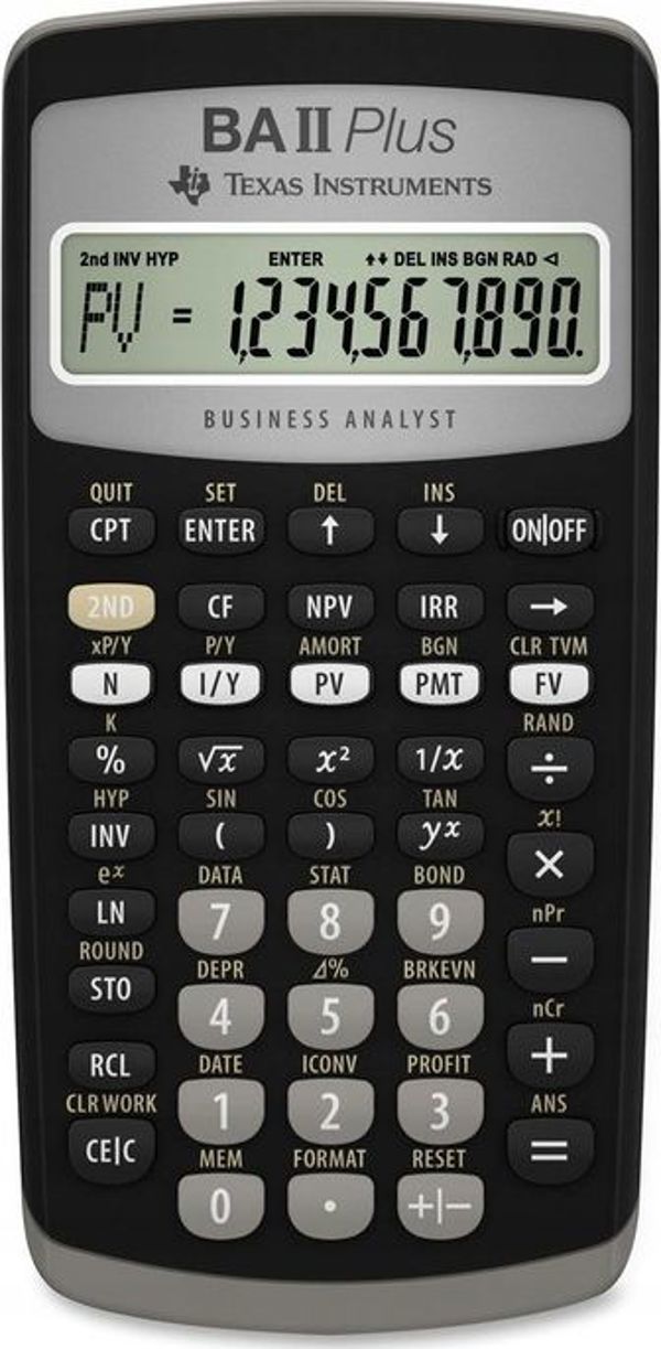 Texas Instruments BA II Plus Χρηματοοικονομική Αριθμομηχανή με 10 Ψηφία και Μαθηματικές Λειτουργίες