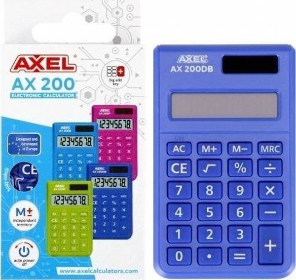 Αριθμομηχανή Axel AX-200DB, 8 Ψηφίων, με Ανεξάρτητη Μνήμη και Αυτόματη Απενεργοποίηση