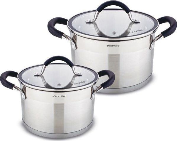 Σετ Κατσαρολών Kamille KM-5751, 4 Τεμάχια από Ανοξείδωτο Ατσάλι, Κατάλληλο για Επαγωγικές Εστίες και Πλυντήριο Πιάτων