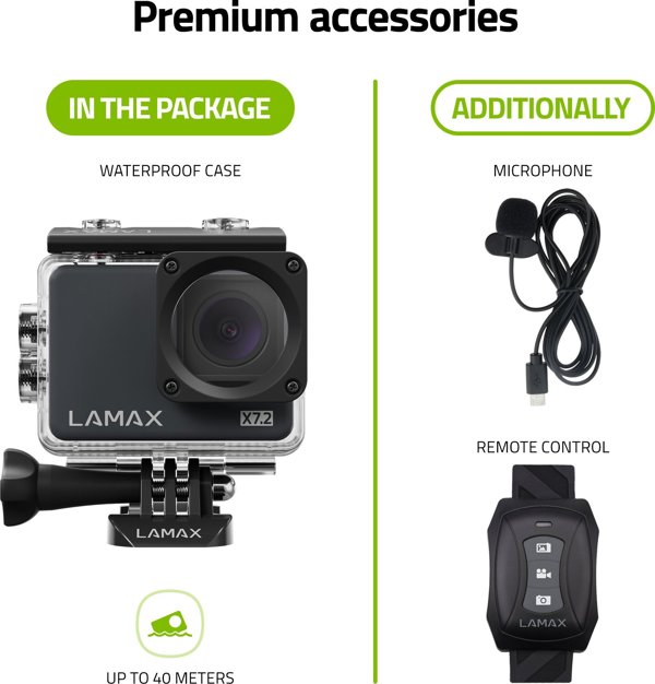 LAMAX X7.2 Action Camera, 4K, 30 fps, Σταθεροποίηση MAXsmooth, Μαύρη
