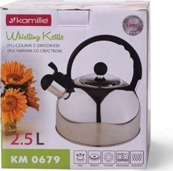 Καμμίλ Ατσάλινη τσαγιέρα με σφυρίχτρα 2.5 L, Kamille KM-0679