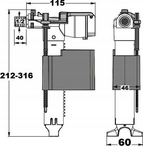 KAN-therm SANIT ΒΑΛΒΙΔΑ ΠΛΗΡΩΣΗΣ 1/2 ΠΛΑΣΤΙΚΟ ΑΚΡΟ