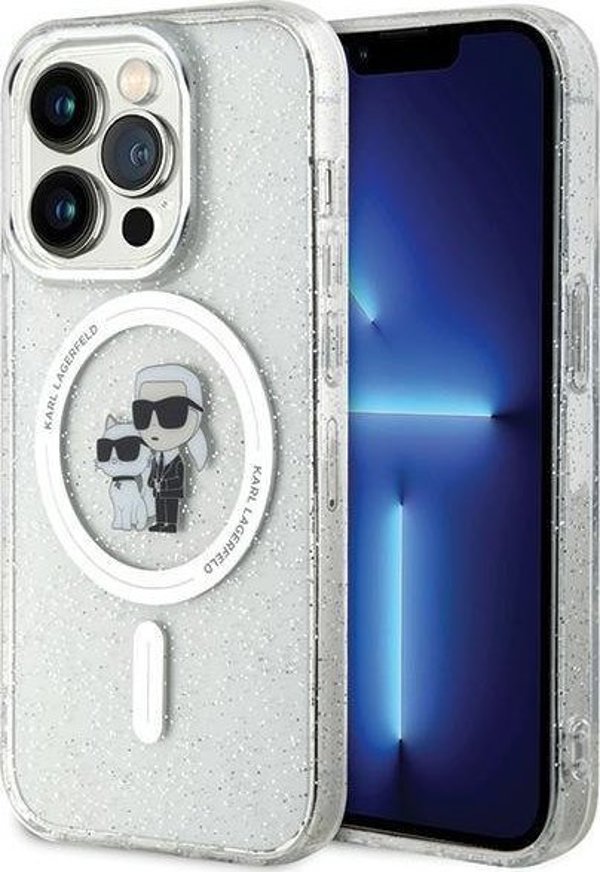 Διάφανη σκληρή θήκη Karl Lagerfeld Karl Lagerfeld KLHMP15LHGKCNOT iPhone 15 Pro 6.1" Karl&Choupette Glitter MagSafe