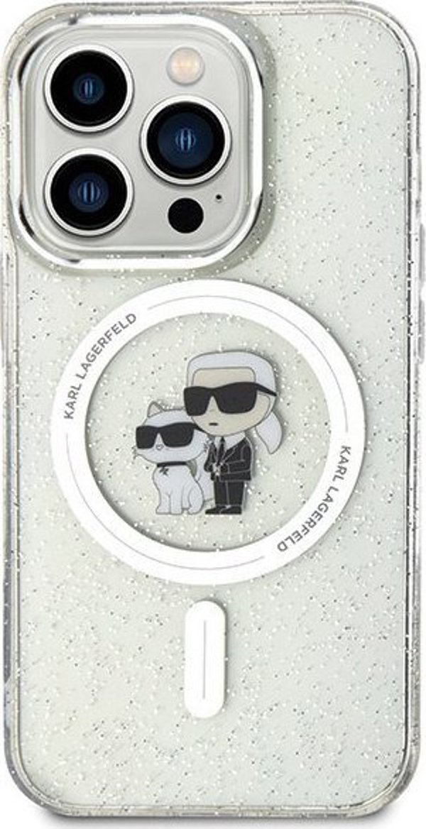 Διάφανη σκληρή θήκη Karl Lagerfeld Karl Lagerfeld KLHMP15LHGKCNOT iPhone 15 Pro 6.1" Karl&Choupette Glitter MagSafe