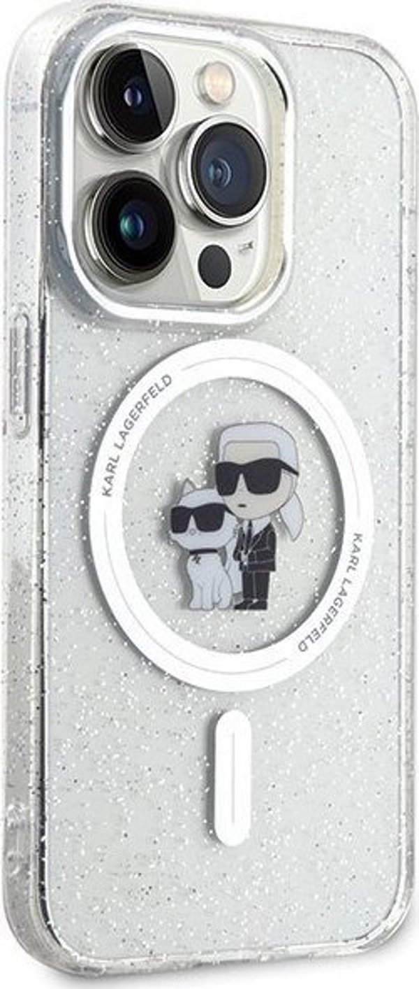 Διάφανη σκληρή θήκη Karl Lagerfeld Karl Lagerfeld KLHMP15LHGKCNOT iPhone 15 Pro 6.1" Karl&Choupette Glitter MagSafe