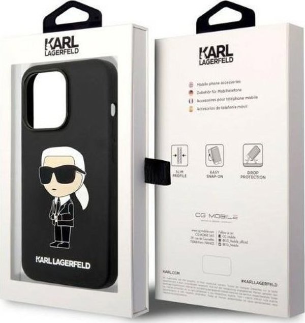 Σκληρή θήκη Karl Lagerfeld Etui Karl Lagerfeld KLHCP14LSNIKBCK Apple iPhone 14 Pro μαύρη Σιλικόνη Ikonik