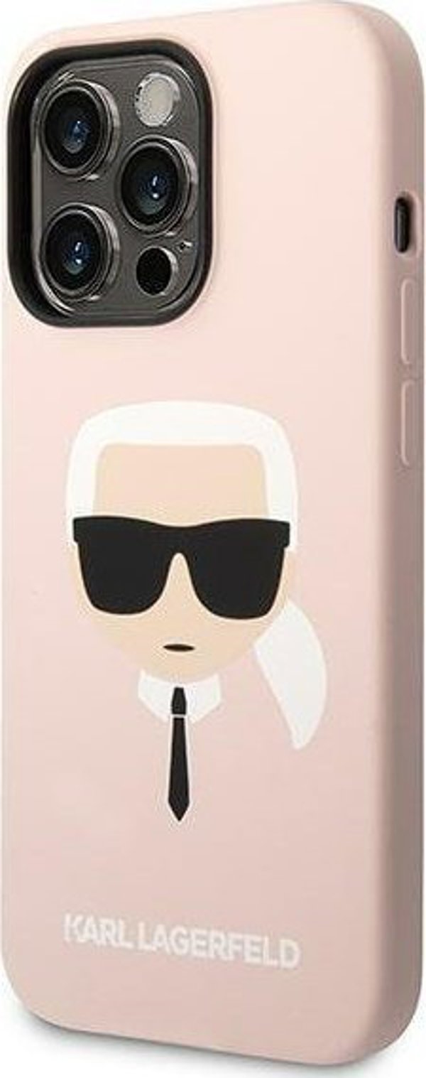 Σκληρή θήκη Karl Lagerfeld για iPhone 14 Pro Max 6,7" ρουζ ανοιχτό/light pink Silicone Karl`s Head Magsafe