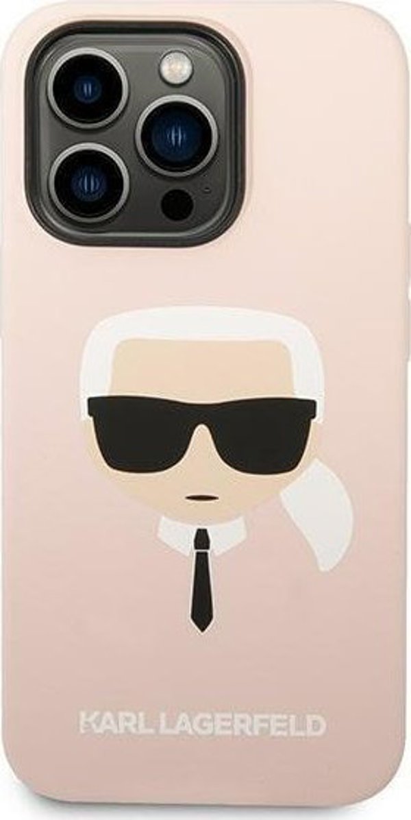 Σκληρή θήκη Karl Lagerfeld για iPhone 14 Pro Max 6,7" ρουζ ανοιχτό/light pink Silicone Karl`s Head Magsafe