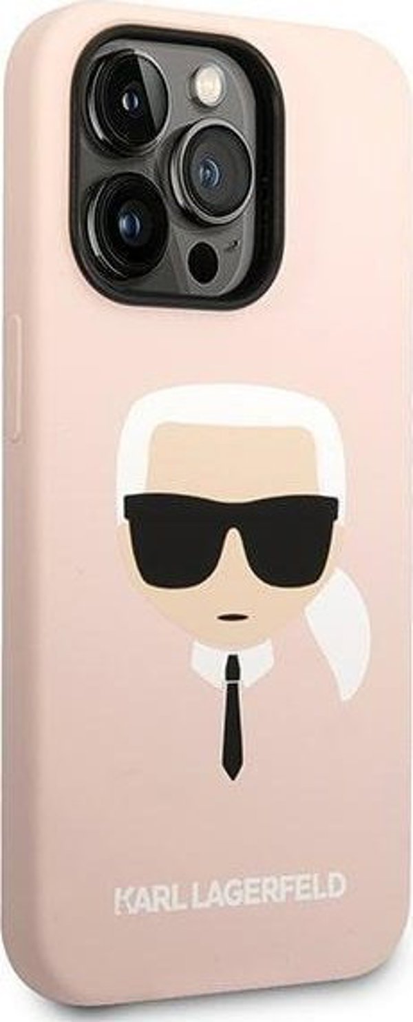 Σκληρή θήκη Karl Lagerfeld για iPhone 14 Pro Max 6,7" ρουζ ανοιχτό/light pink Silicone Karl`s Head Magsafe