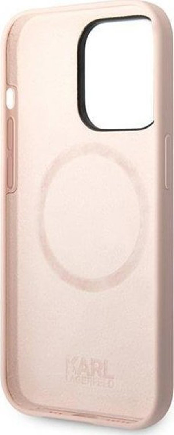Σκληρή θήκη Karl Lagerfeld για iPhone 14 Pro Max 6,7" ρουζ ανοιχτό/light pink Silicone Karl`s Head Magsafe