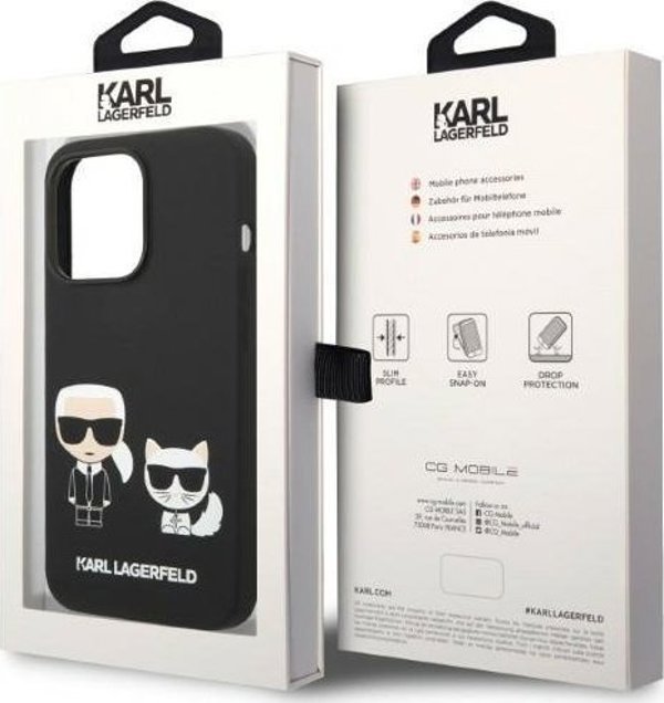 Σκληρή θήκη Karl Lagerfeld Etui Karl Lagerfeld KLHMP14XSSKCK Apple iPhone 14 Pro Max μαύρη Liquid Silicone Karl & Choupette Magsafe