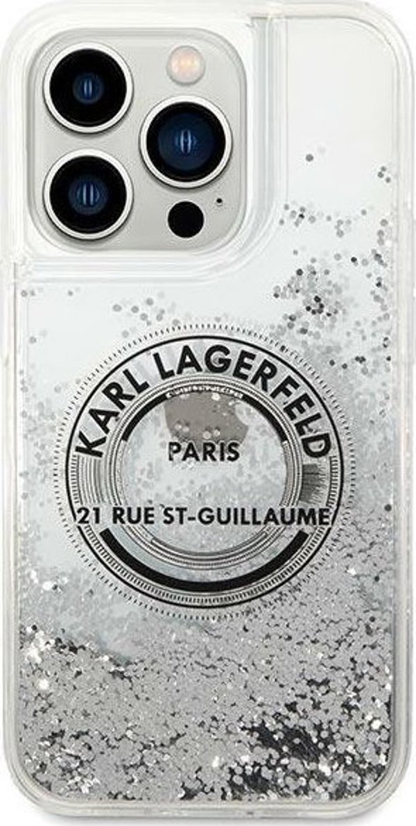 Θήκη Karl Lagerfeld KLHCP14LLCRSGRS Apple iPhone 14 Pro σκληρή θήκη Liquid Glitter RSG ασημί