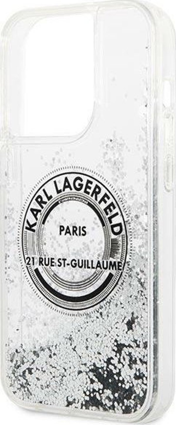 Θήκη Karl Lagerfeld KLHCP14LLCRSGRS Apple iPhone 14 Pro σκληρή θήκη Liquid Glitter RSG ασημί
