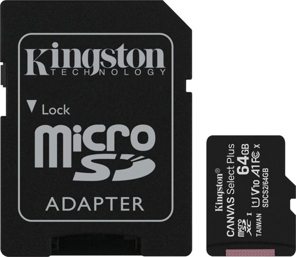 Karta Kingston Canvas Select Plus MicroSDXC 64 GB + 64 GB Class 10 UHS-I/U1 A1  (SDCS2/64GB-2P1A                )