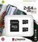 Karta Kingston Canvas Select Plus MicroSDXC 64 GB + 64 GB Class 10 UHS-I/U1 A1  (SDCS2/64GB-2P1A                )